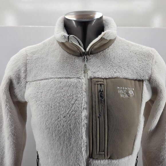 Mountain Hardwear Jacket Women Medium White  Fleece Full Zip Up Pile Warm Soft - Picture 3 of 8